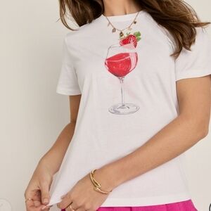 Cocktail Tee Strawberry Drink With Glass Graphic Tee Cute Tee  Trend